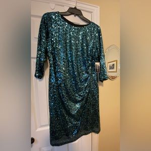 Gorgeous blue sequined, knee length, evening/party/cruise dress! NWT